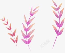 紫色树叶手绘植物素材