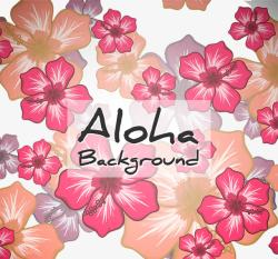 手绘夏威夷花卉背景素材