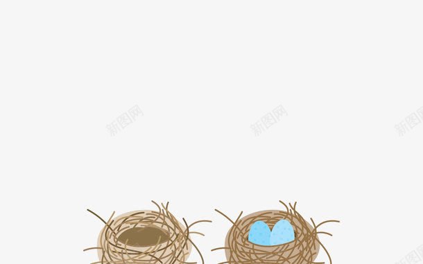 两个鸟窝里有两颗蛋png免抠素材_88icon https://88icon.com 编织 鸟窝 鸟蛋