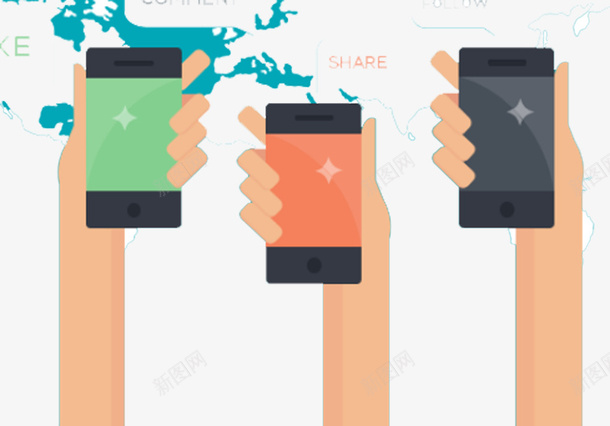 商务手机与地图插画矢量图eps免抠素材_88icon https://88icon.com PPT 免抠PNG素材 商务 手机 矢量图