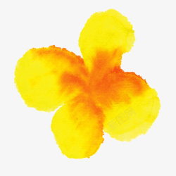 黄色花朵墨染素材