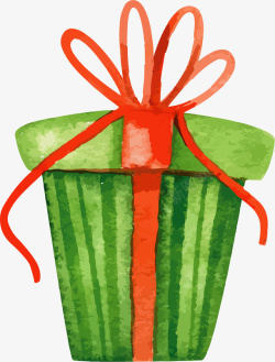 手绘风绿色的礼盒矢量图素材