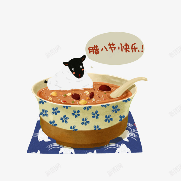 腊八节快乐png免抠素材_88icon https://88icon.com 泡在粥里的羊 腊八快乐 腊八粥 腊八粥插画