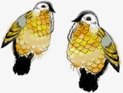 黄色卡通手绘小鸟素材