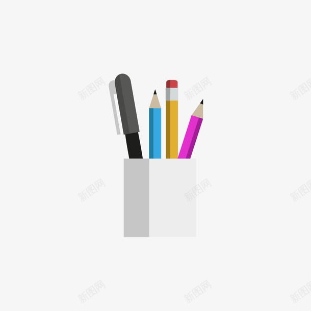 灰色笔筒和笔png免抠素材_88icon https://88icon.com 日用 灰色 笔 笔筒