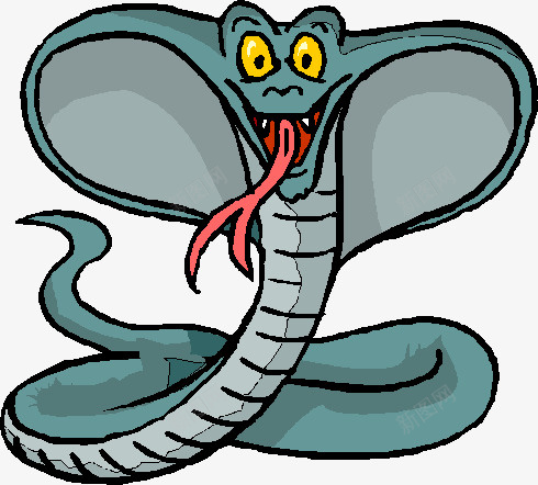 卡通眼镜蛇png免抠素材_88icon https://88icon.com 一条 卡通 手绘 眼镜蛇 红色 舌头 蓝色 黑色