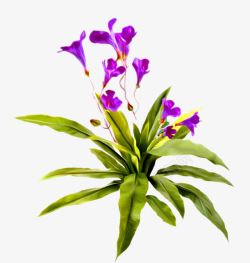 紫色手绘小花植物装饰图案素材