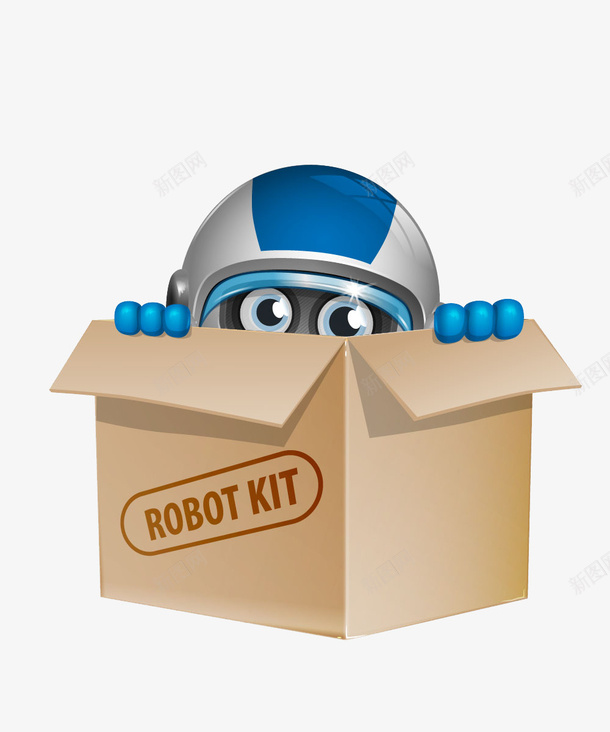纸箱里面的机器人png免抠素材_88icon https://88icon.com 开通机器人 机器人 科技 纸箱 纸箱里面的机器人