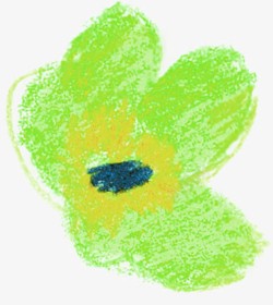 手绘绿色蜡笔小花素材