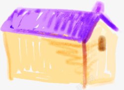 紫色唯美手绘房子创意素材