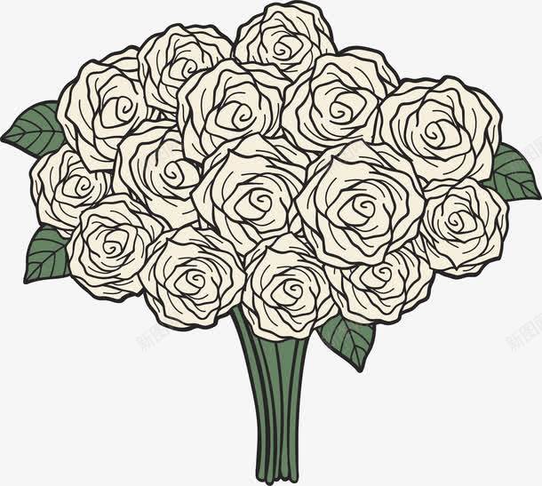 白玫瑰花束png免抠素材_88icon https://88icon.com 手捧花 玫瑰花 白玫瑰 矢量素材 香槟玫瑰