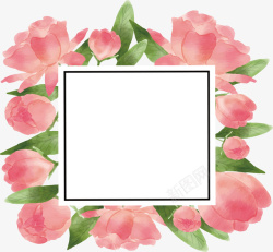 浪漫粉红花朵相框矢量图素材