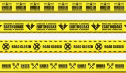 地震危险区域警戒线素材