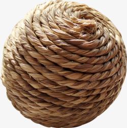 棕色漂亮枯草编织绳团素材