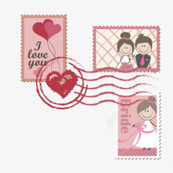 爱情邮票矢量图素材