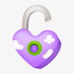 紫色爱心锁素材