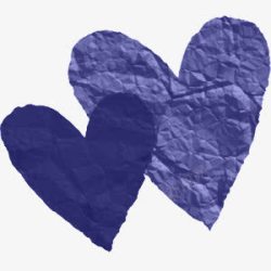 剪纸蓝色心形素材