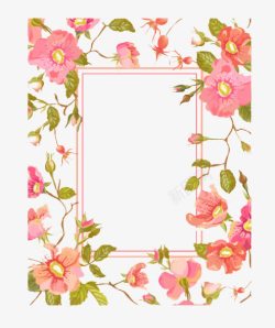 粉色花朵长方图框素材
