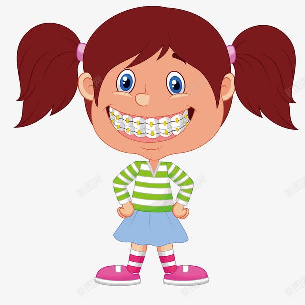 戴牙套的女孩png免抠素材_88icon https://88icon.com 卡通 女孩 牙套