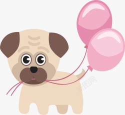 咬着气球的狗狗矢量图素材