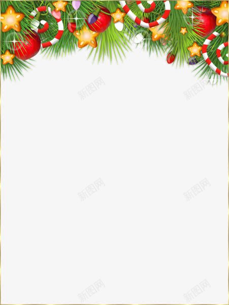 圣诞元素装饰框png免抠素材_88icon https://88icon.com 圣诞边框 手绘 星星 装饰