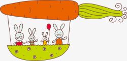 卡通可爱红萝卜气球兔子素材