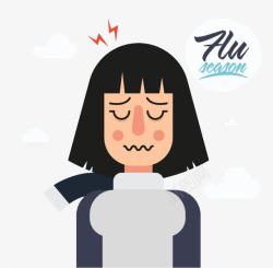 得流感的女孩女孩与流感症状高清图片