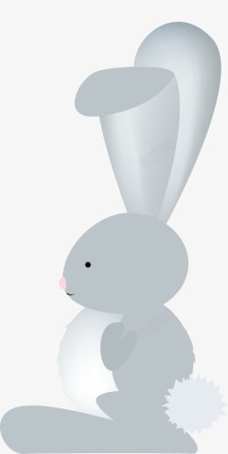 手绘灰色兔子耳朵素材