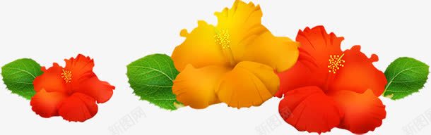 红黄三朵花夏天png免抠素材_88icon https://88icon.com 三朵 夏天 红黄