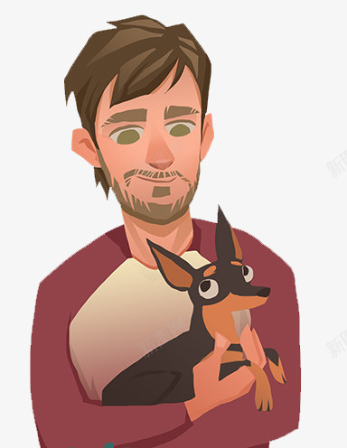 抱着狗的男人插画png免抠素材_88icon https://88icon.com 创意插画 彩绘插画 抱着狗的男人