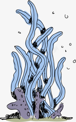 蓝色妖娆卡通海草素材