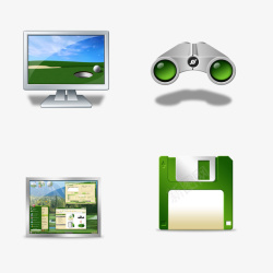 电脑游戏图标绿色电脑游戏图标高清图片