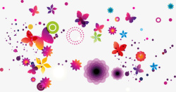 彩色几何花朵蝴蝶图案矢量图素材