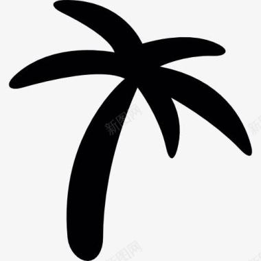 黑色碎片棕榈树的黑色形状图标图标