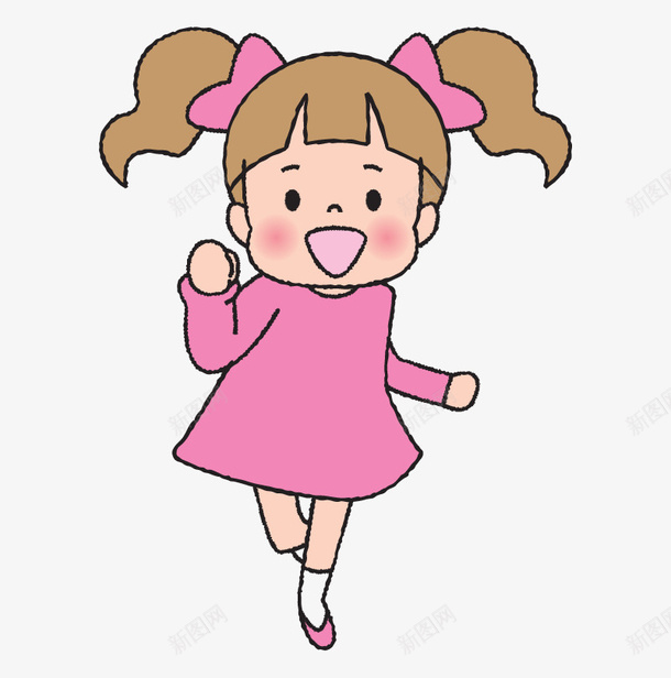 粉色衣服小女孩png免抠素材_88icon https://88icon.com 手绘女孩 扎辫子的女孩 粉色小女孩
