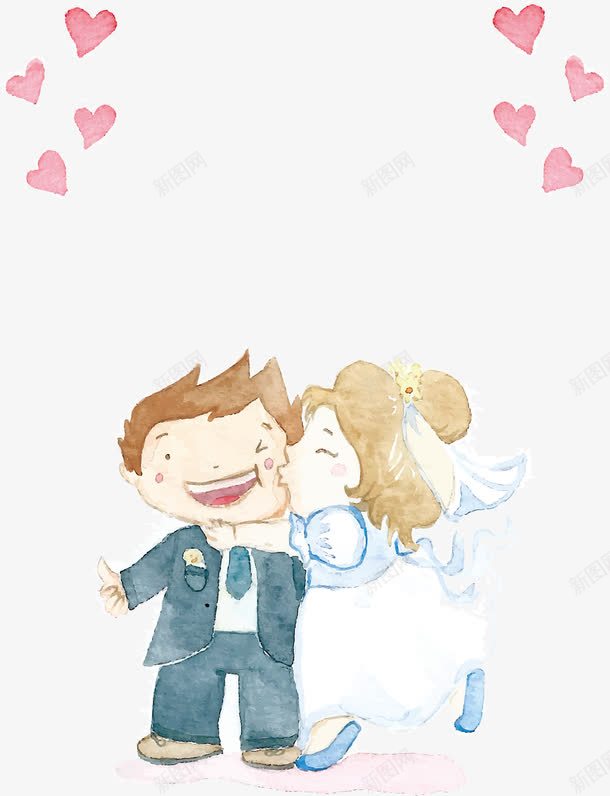水彩手绘亲吻婚礼请帖png免抠素材_88icon https://88icon.com 亲吻 婚礼请帖 手绘人物 水彩请帖 甜蜜亲吻 矢量png
