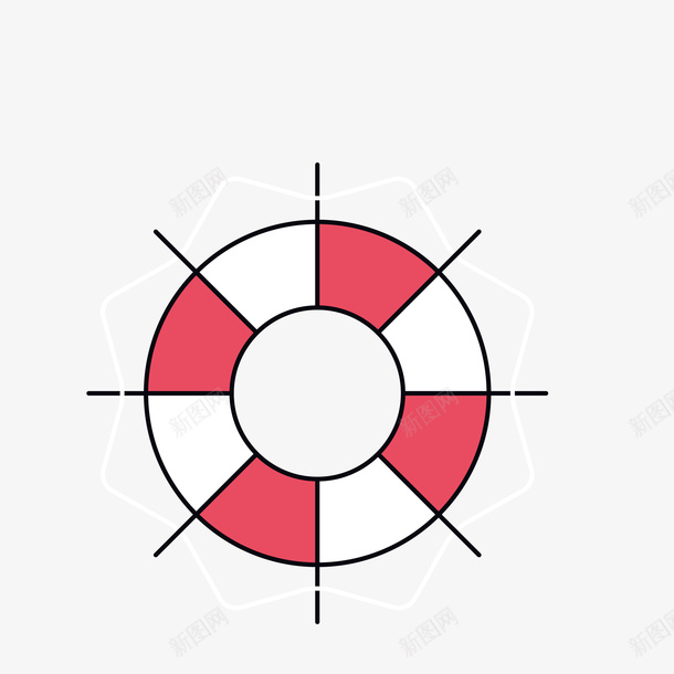 泳圈手绘创意图矢量图eps免抠素材_88icon https://88icon.com 免抠图PNG 创意 商业 泳圈手绘 红白 矢量图
