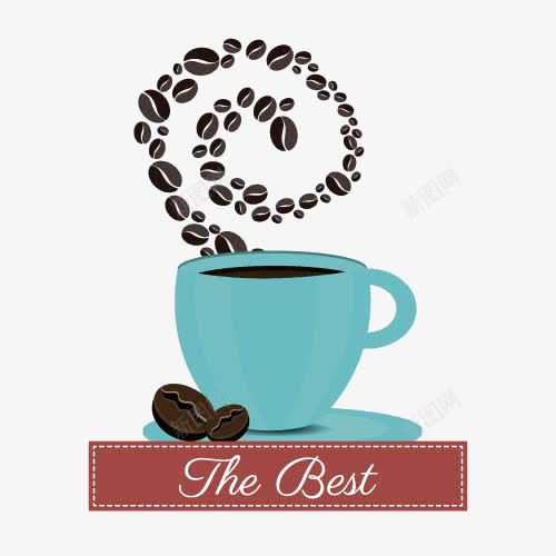 蓝色咖啡杯与咖啡豆png免抠素材_88icon https://88icon.com 咖啡 咖啡豆 香浓咖啡