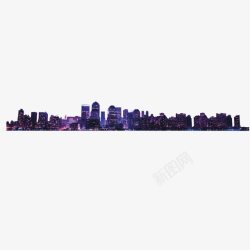 紫色城市夜景装饰素材