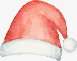 手绘冬季红色加棉加厚圣诞帽子矢量图素材