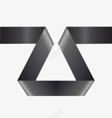 黑丝带折成的三角形图标图标