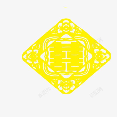 喜字png免抠素材_88icon https://88icon.com 剪纸 窗花 金色喜字