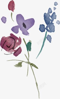 手绘紫色水彩花朵纹理素材