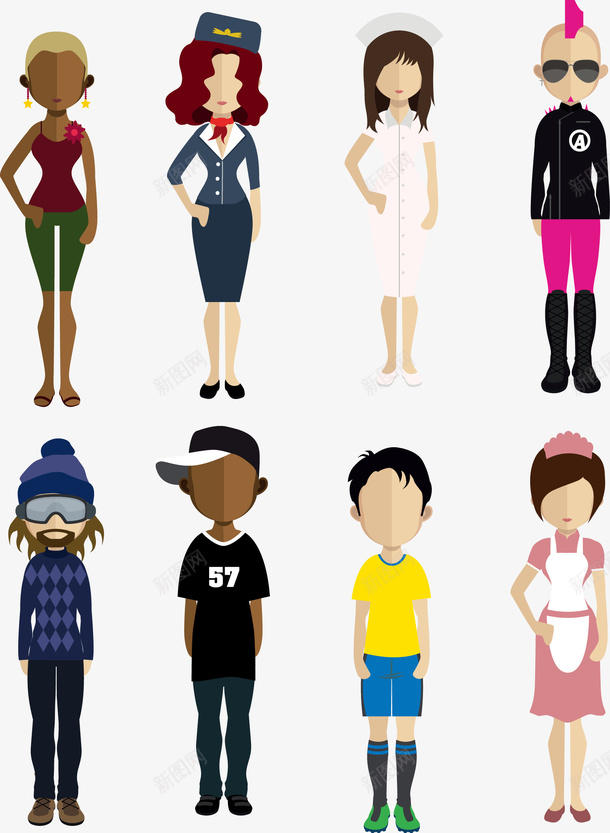 手绘人物矢量图ai免抠素材_88icon https://88icon.com 人物 卡通 扁平 手绘 装扮 角色 矢量图