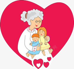 卡通奶奶抱着孩子亲子插图素材