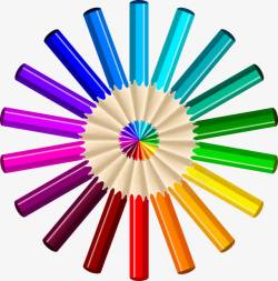 彩色铅笔组成圆形装饰素材
