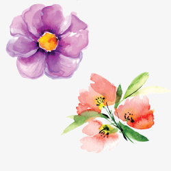 手绘水彩花卉装饰图案素材
