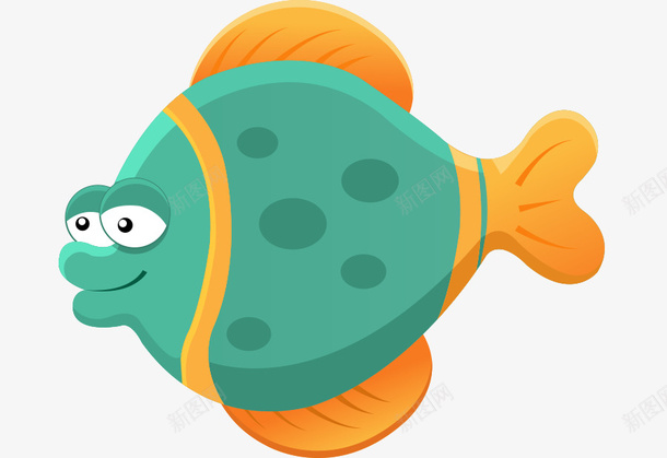 卡通海洋生物绿色鱼png免抠素材_88icon https://88icon.com 卡通 海洋生物