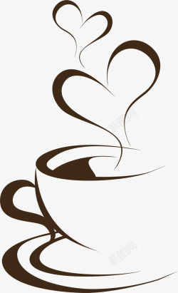 手绘棕色咖啡杯素材