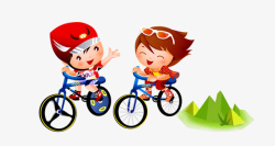 卡通可爱小人自行车素材